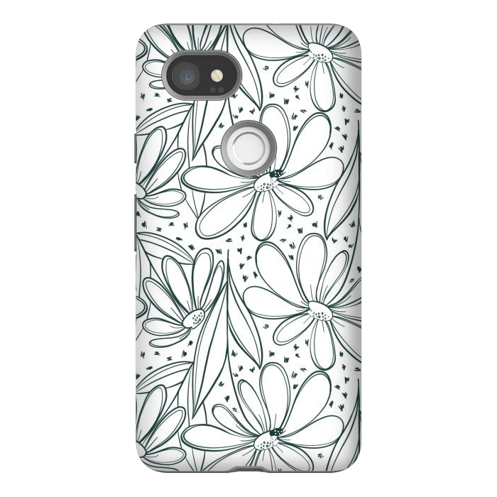 Pixel 2XL StrongFit Linework Flowers by Tiny Thistle Studio