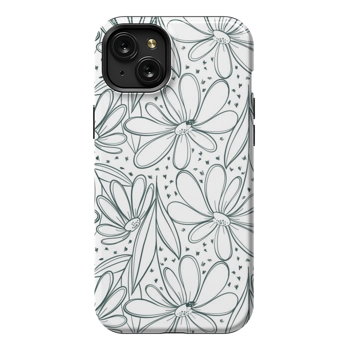 iPhone 15 Plus StrongFit Linework Flowers by Tiny Thistle Studio