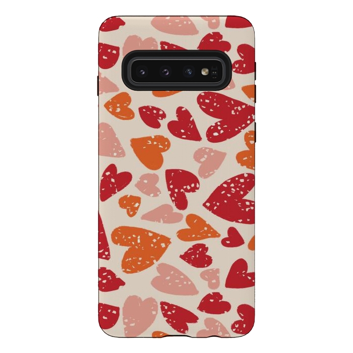 Galaxy S10 StrongFit Big Hearts by Tiny Thistle Studio
