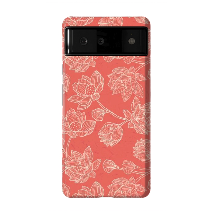 Pixel 6 StrongFit Coral Floral Linework by Tiny Thistle Studio