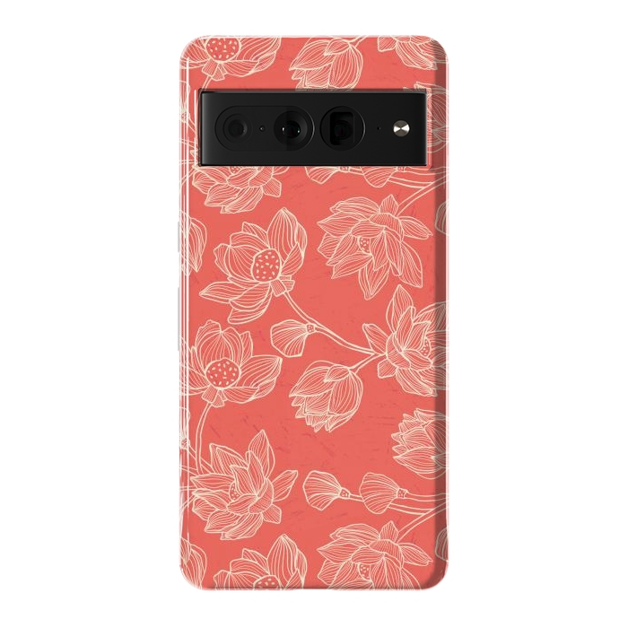 Pixel 7 Pro StrongFit Coral Floral Linework by Tiny Thistle Studio