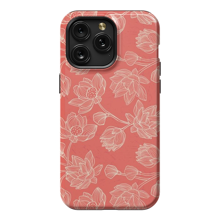 iPhone 15 Pro Max StrongFit Coral Floral Linework by Tiny Thistle Studio