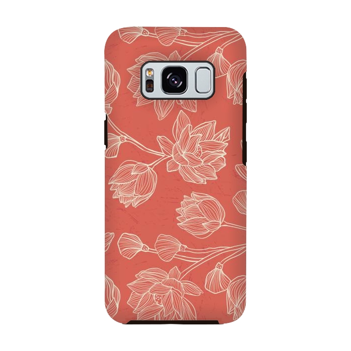 Galaxy S8 StrongFit Coral Floral Linework by Tiny Thistle Studio