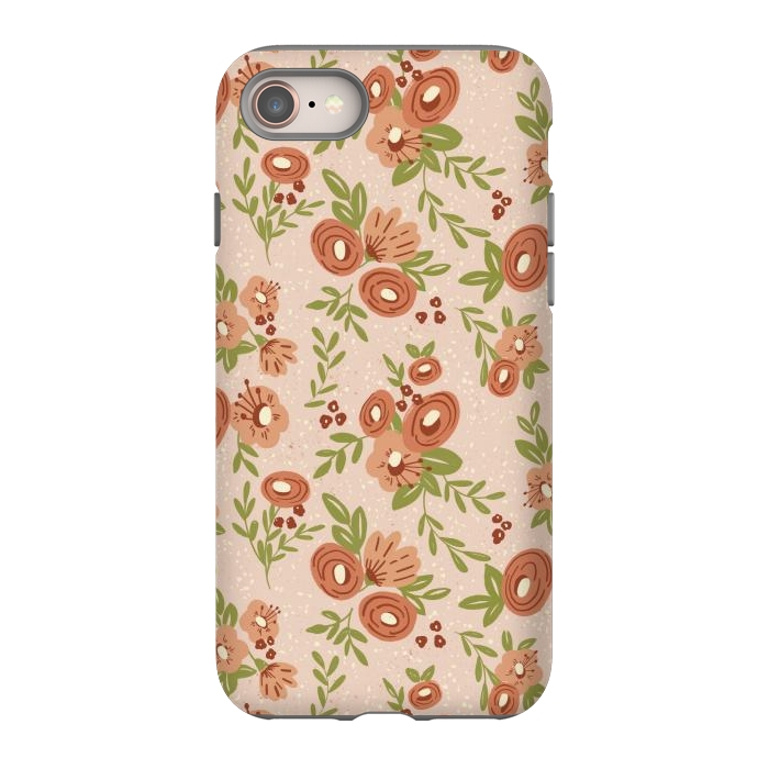 iPhone 8 StrongFit Coral Flowers by Tiny Thistle Studio