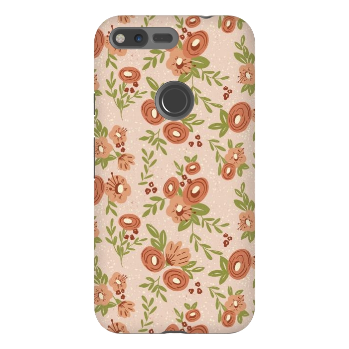 Pixel XL StrongFit Coral Flowers by Tiny Thistle Studio