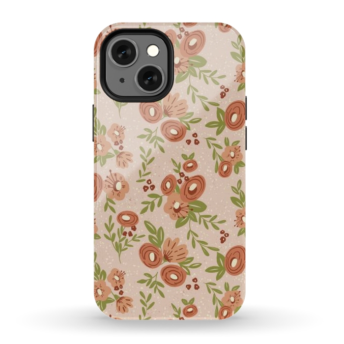 iPhone 12 mini StrongFit Coral Flowers by Tiny Thistle Studio