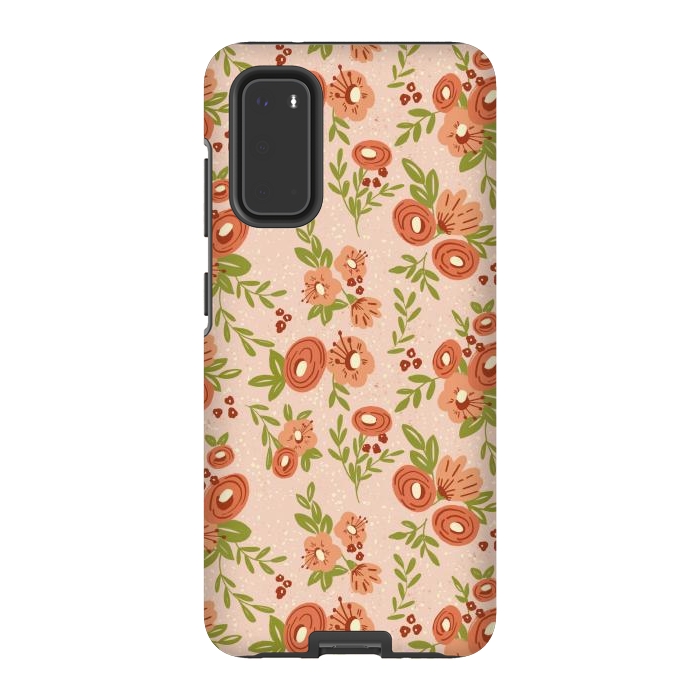 Galaxy S20 StrongFit Coral Flowers by Tiny Thistle Studio