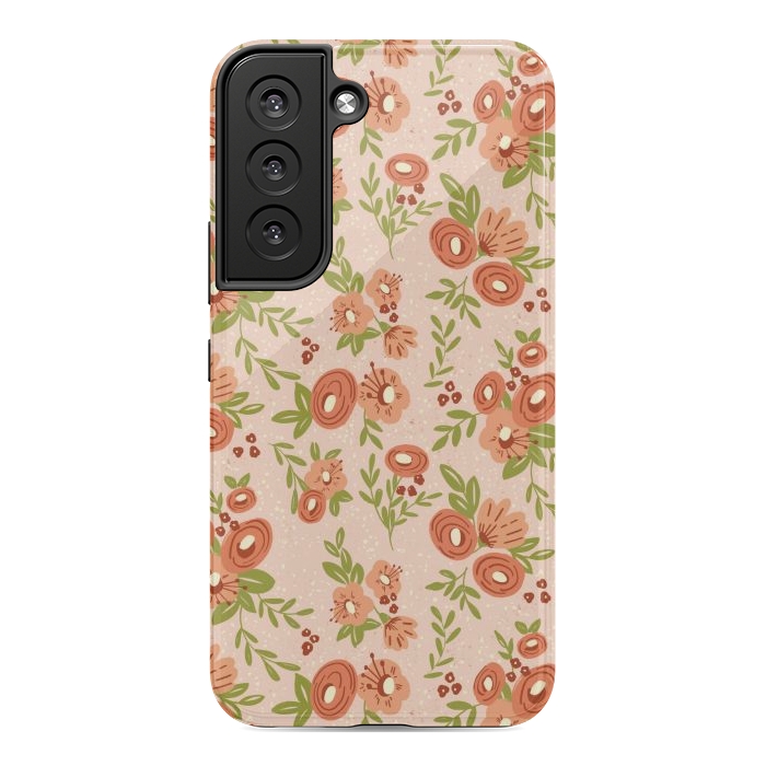 Galaxy S22 StrongFit Coral Flowers by Tiny Thistle Studio