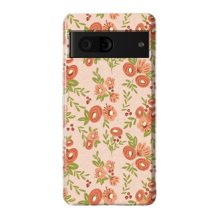 Pixel 7 StrongFit Coral Flowers by Tiny Thistle Studio