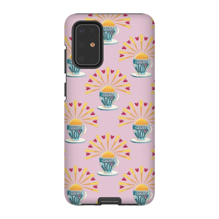 Galaxy S20 Plus StrongFit Choose Joy Coffee Cup by Tiny Thistle Studio