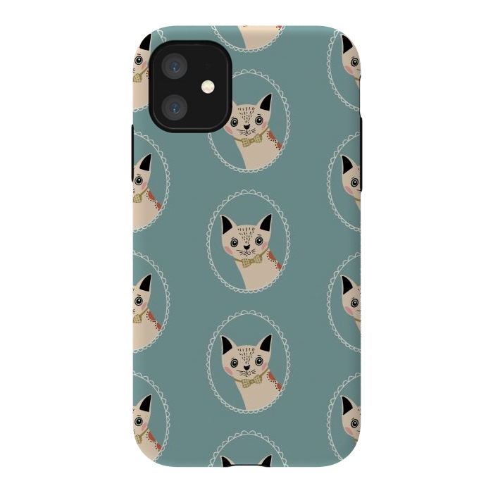 iPhone 11 StrongFit Cat in Frame by Tiny Thistle Studio