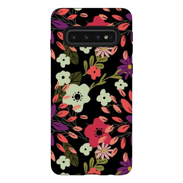 Galaxy S10 StrongFit Bright Floral by Tiny Thistle Studio