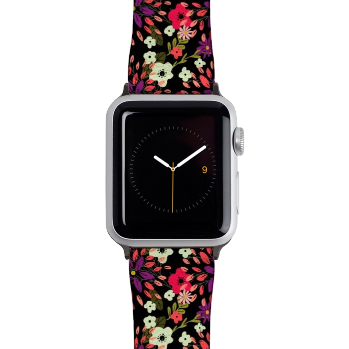 Watch 38mm / 40mm Strap PU leather Bright Floral by Tiny Thistle Studio