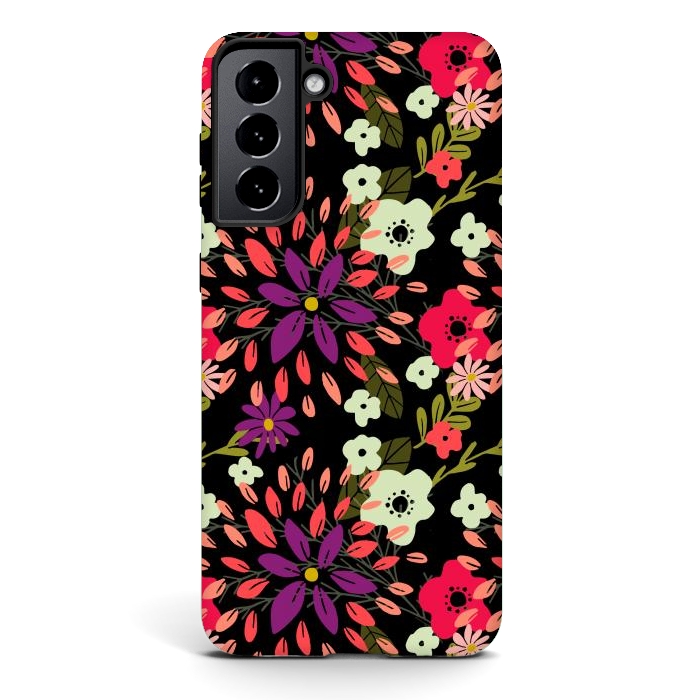 Galaxy S21 StrongFit Bright Floral by Tiny Thistle Studio