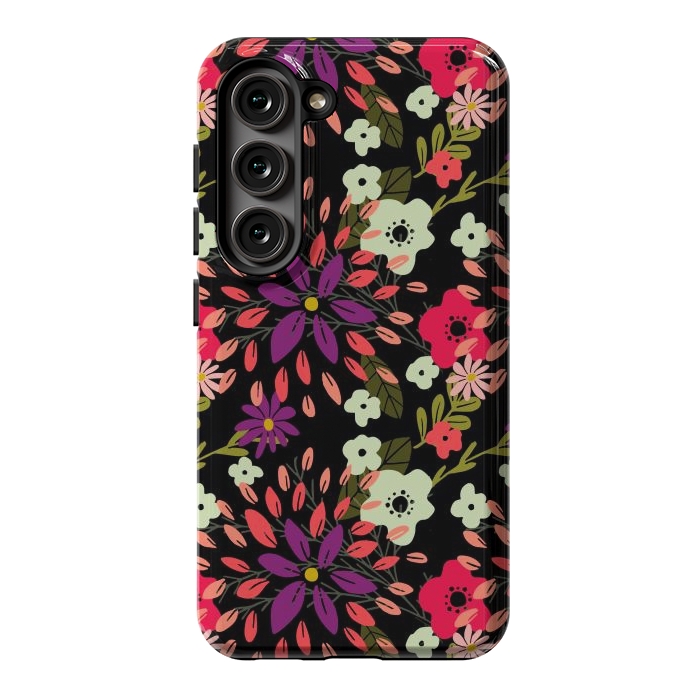 Galaxy S23 StrongFit Bright Floral by Tiny Thistle Studio