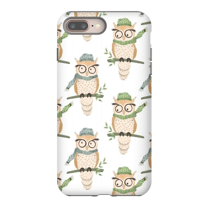 iPhone 7 plus StrongFit Quirky Winter Owls by Tiny Thistle Studio