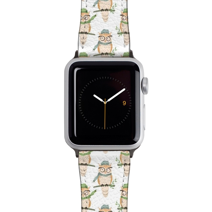 Watch 38mm / 40mm Strap PU leather Quirky Winter Owls by Tiny Thistle Studio