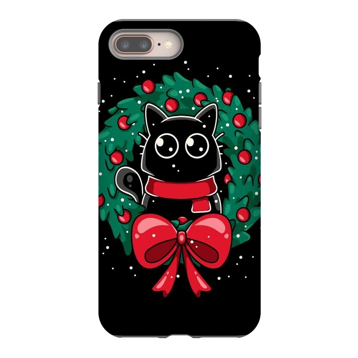 iPhone 7 plus StrongFit Christmas Cat Wreath by LM2Kone