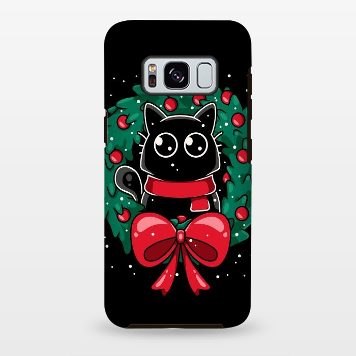 Galaxy S8 plus StrongFit Christmas Cat Wreath by LM2Kone