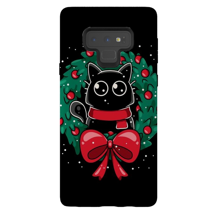 Galaxy Note 9 StrongFit Christmas Cat Wreath by LM2Kone