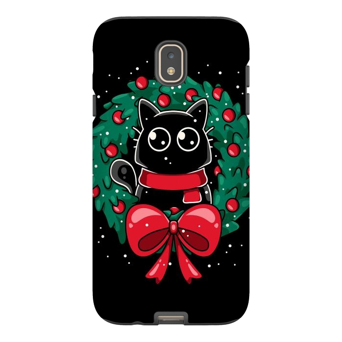 Galaxy J7 StrongFit Christmas Cat Wreath by LM2Kone