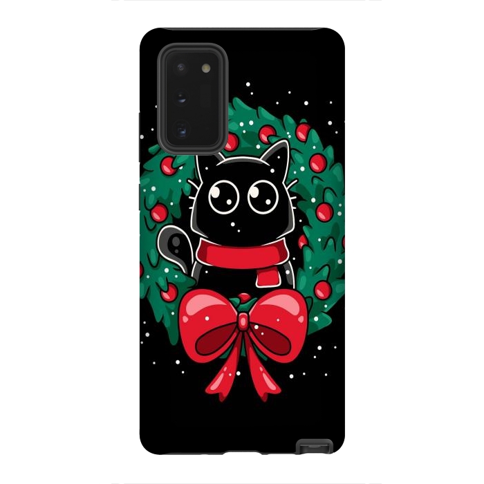 Galaxy Note 20 StrongFit Christmas Cat Wreath by LM2Kone