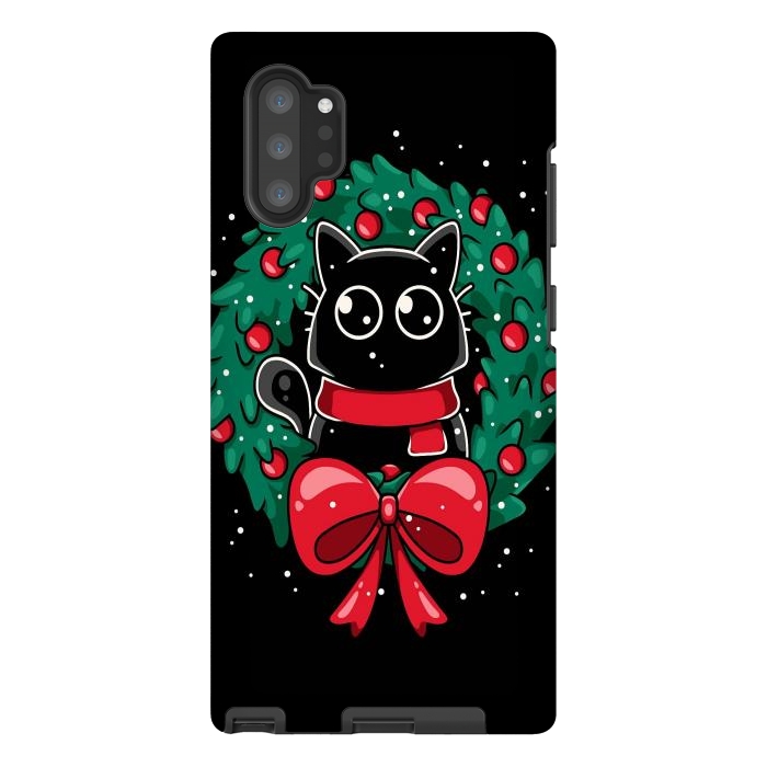 Galaxy Note 10 plus StrongFit Christmas Cat Wreath by LM2Kone