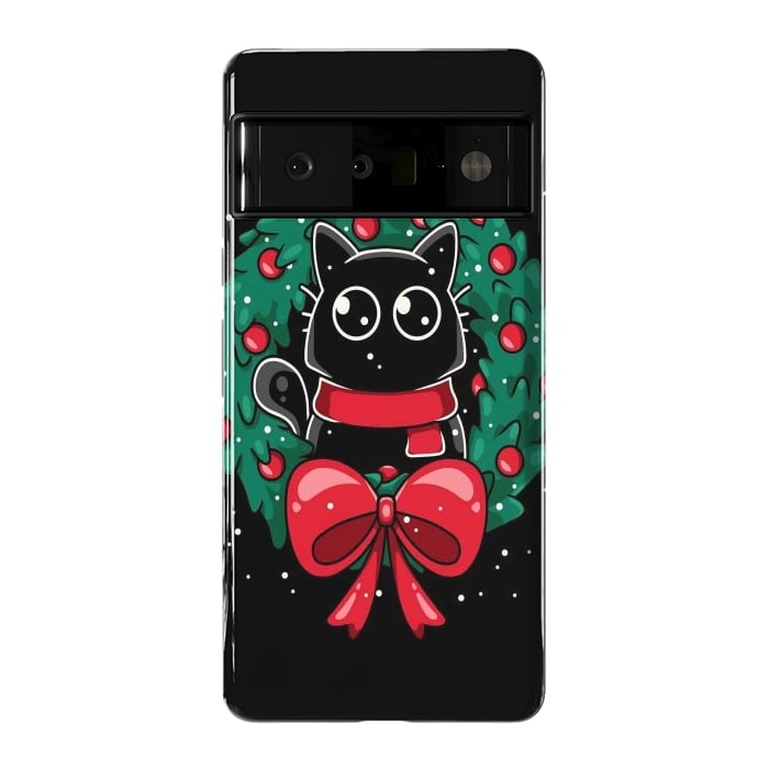 Pixel 6 Pro StrongFit Christmas Cat Wreath by LM2Kone