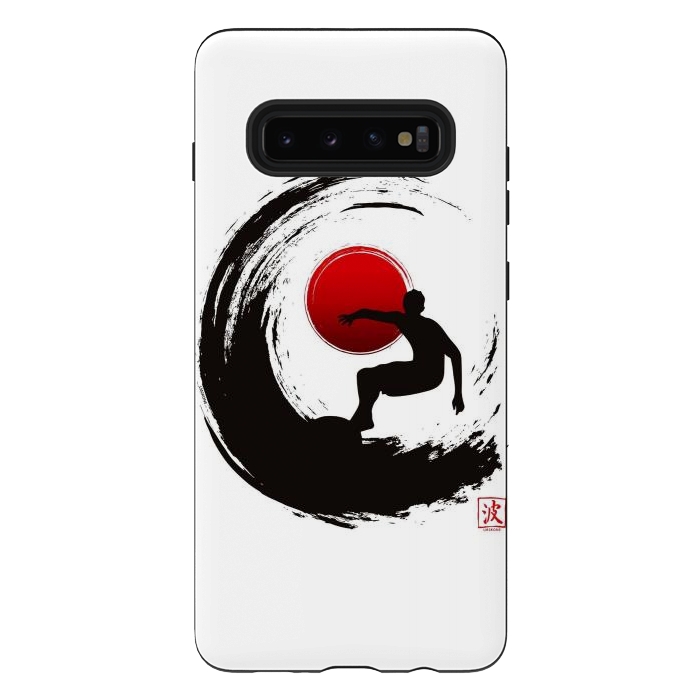 Galaxy S10 plus StrongFit Enso Surf Japanese black by LM2Kone