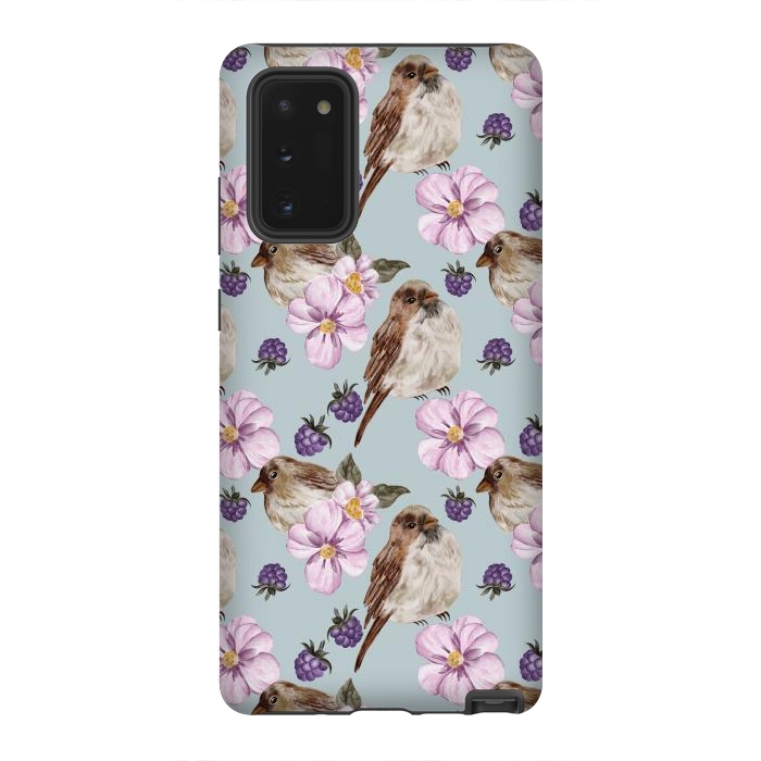 Galaxy Note 20 StrongFit Lovely birds blue by Flowery Stories