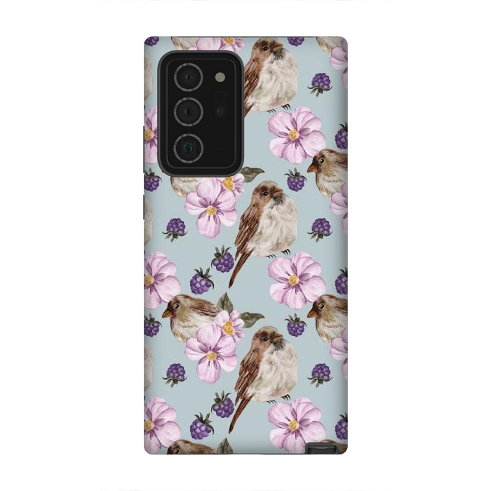 Galaxy Note 20 Ultra StrongFit Lovely birds blue by Flowery Stories