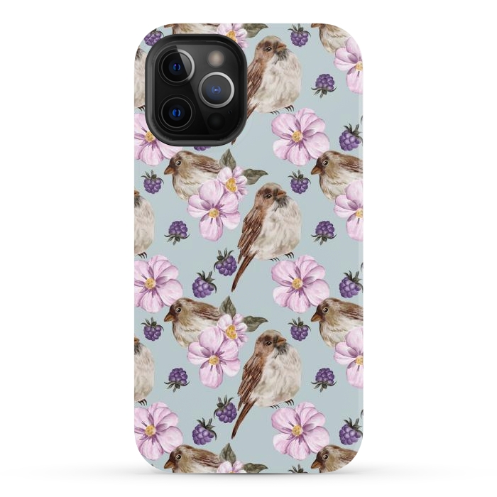 iPhone 12 Pro Max StrongFit Lovely birds blue by Flowery Stories