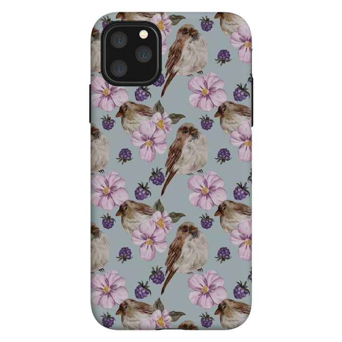 iPhone 11 Pro Max StrongFit Birds, light teal by Flowery Stories