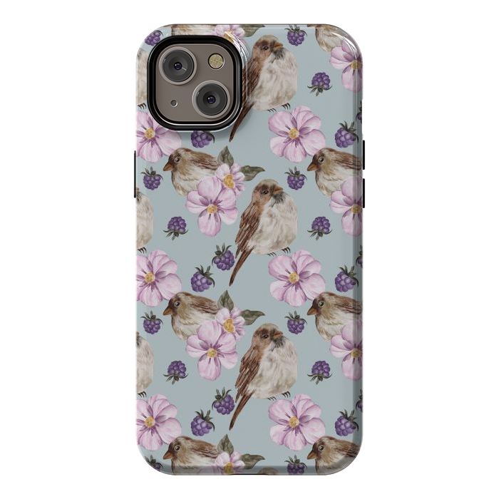 iPhone 14 Plus StrongFit Birds, light teal by Flowery Stories