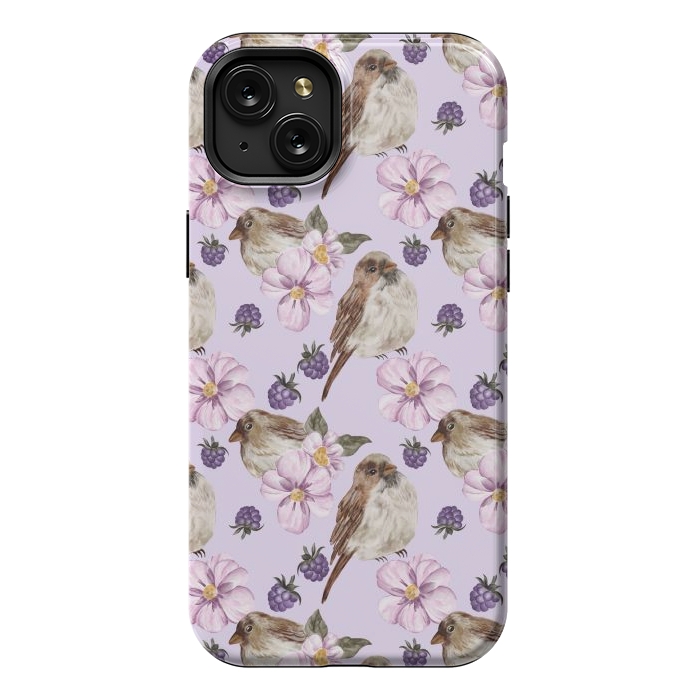 iPhone 15 Plus StrongFit Birds, light purple by Flowery Stories
