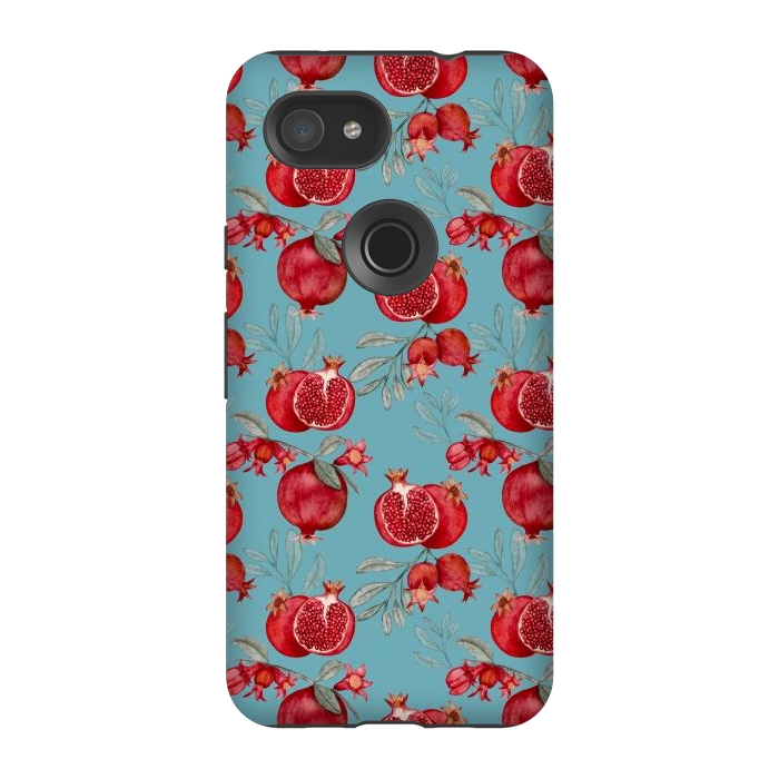 Pixel 3A StrongFit Red fruits, light teal by Flowery Stories