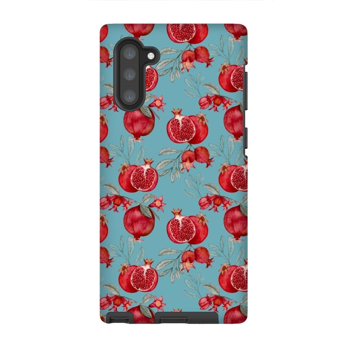 Galaxy Note 10 StrongFit Red fruits, light teal by Flowery Stories