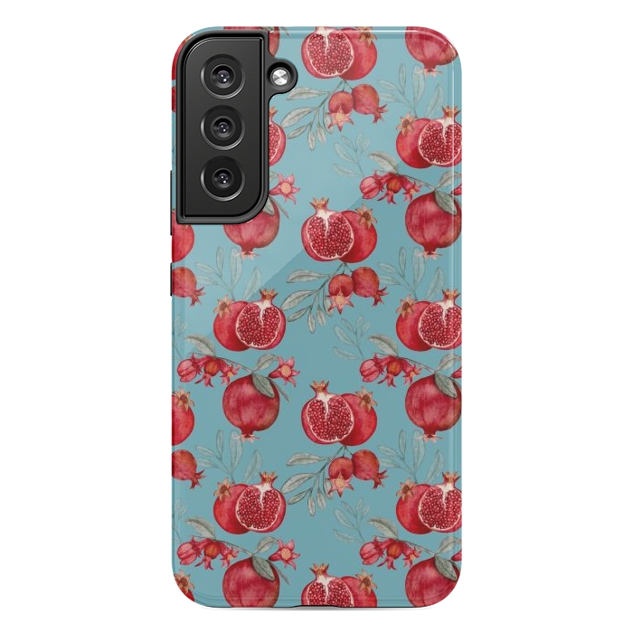 Galaxy S22 plus StrongFit Red fruits, light teal by Flowery Stories