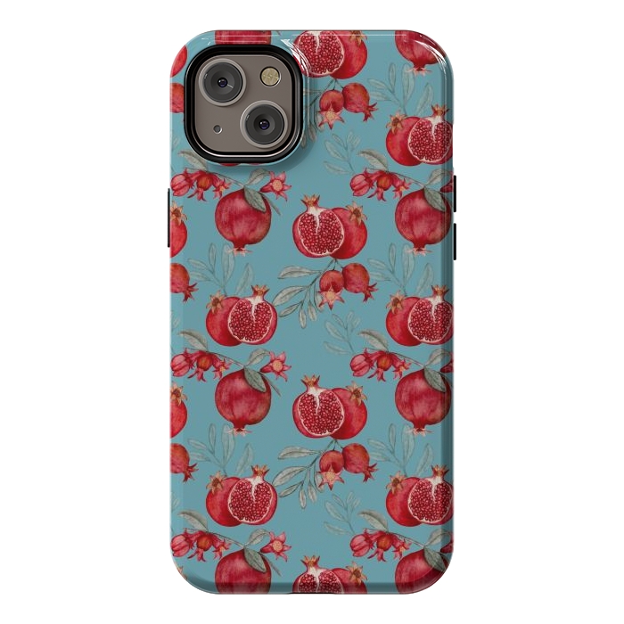 iPhone 14 Plus StrongFit Red fruits, light teal by Flowery Stories
