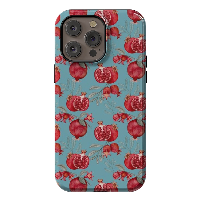 iPhone 14 Pro max StrongFit Red fruits, light teal by Flowery Stories