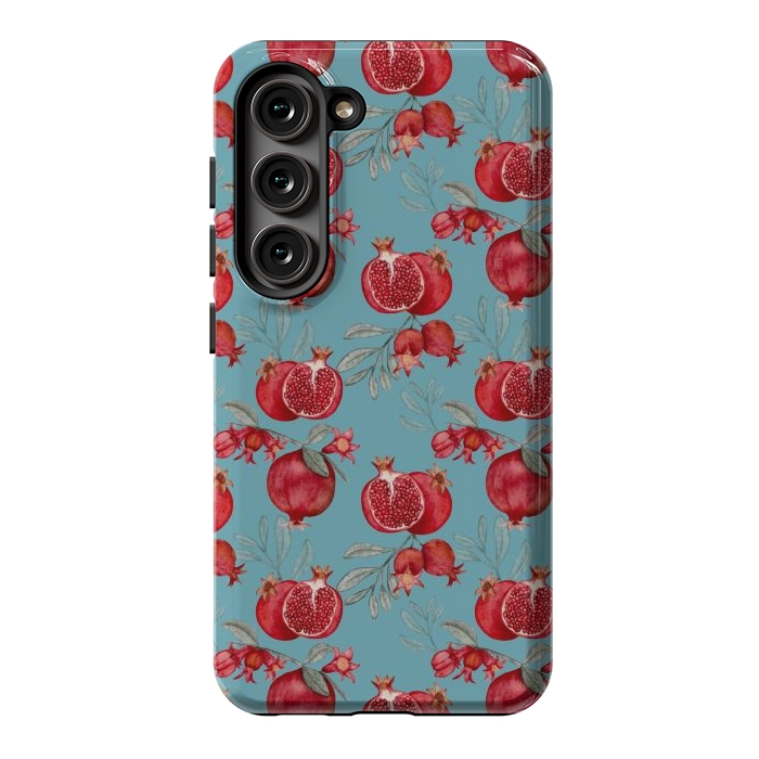 Galaxy S23 StrongFit Red fruits, light teal by Flowery Stories
