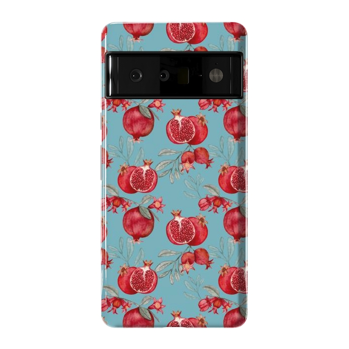 Pixel 6 Pro StrongFit Red fruits, light teal by Flowery Stories