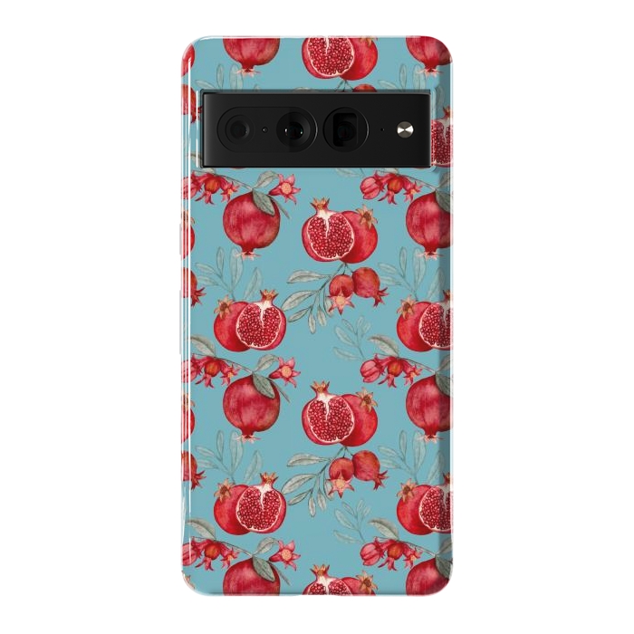 Pixel 7 Pro StrongFit Red fruits, light teal by Flowery Stories