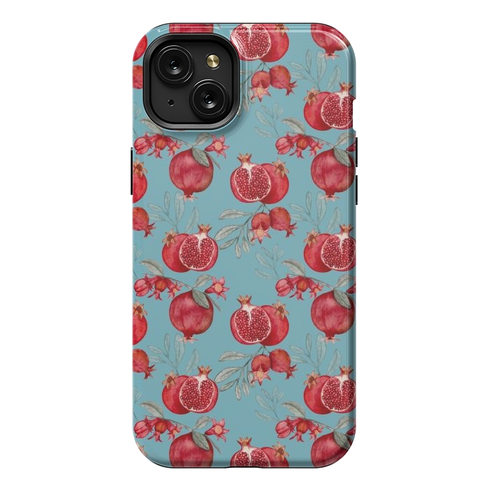 iPhone 15 Plus StrongFit Red fruits, light teal by Flowery Stories