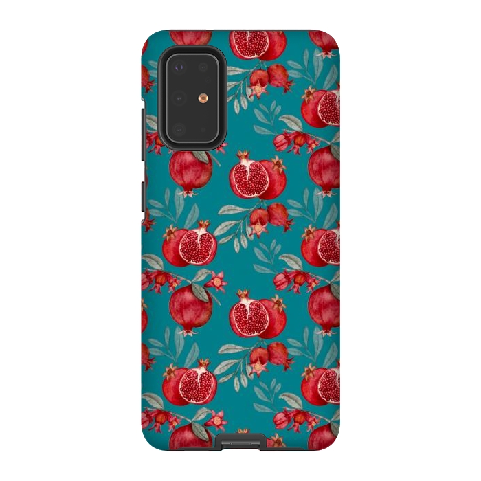 Galaxy S20 Plus StrongFit Red fruits, dark teal by Flowery Stories