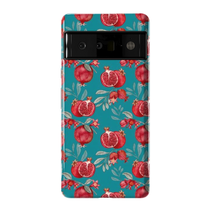 Pixel 6 Pro StrongFit Red fruits, dark teal by Flowery Stories