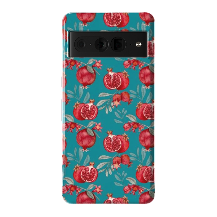 Pixel 7 Pro StrongFit Red fruits, dark teal by Flowery Stories