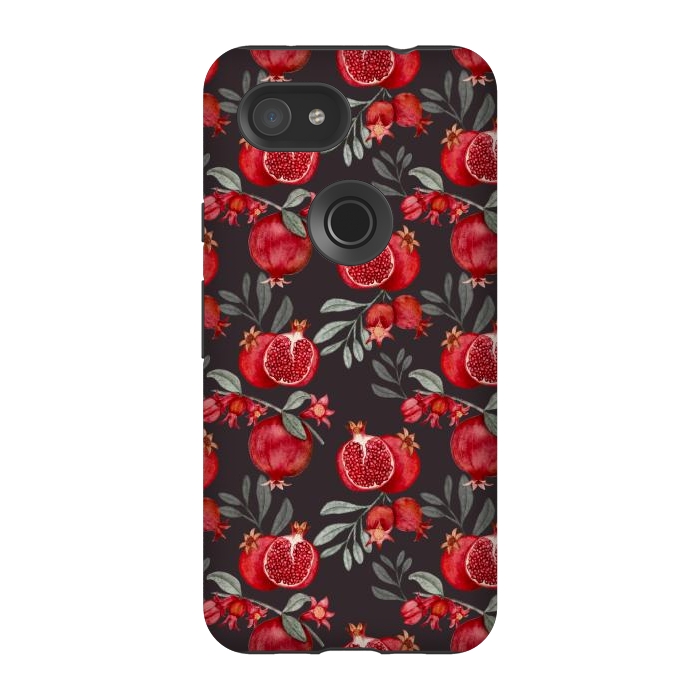 Pixel 3A StrongFit Red fruits, black by Flowery Stories