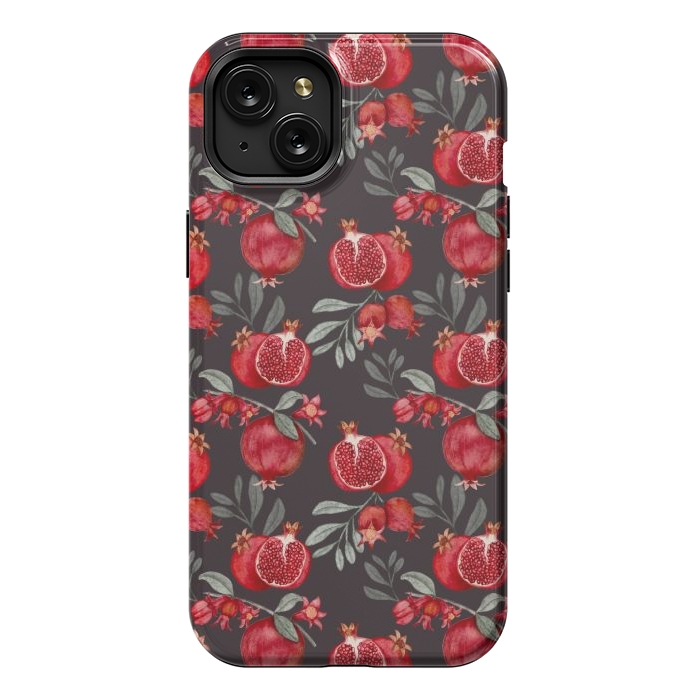 iPhone 15 Plus StrongFit Red fruits, black by Flowery Stories