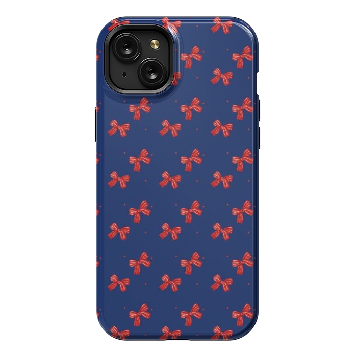 iPhone 15 Plus StrongFit Navy bows by Flowery Stories